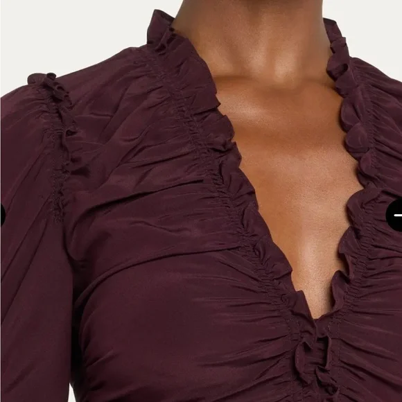 ALC Red Ruched Puff Sleeve Blouse - Picture 2 of 7